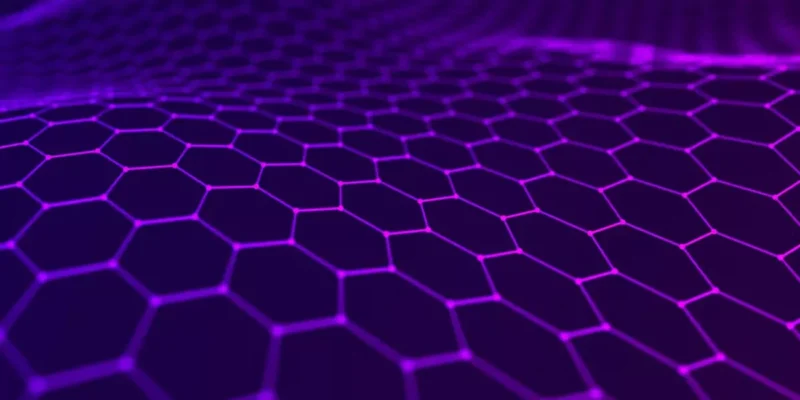Abstract purple hexagonal network pattern representing app modernization