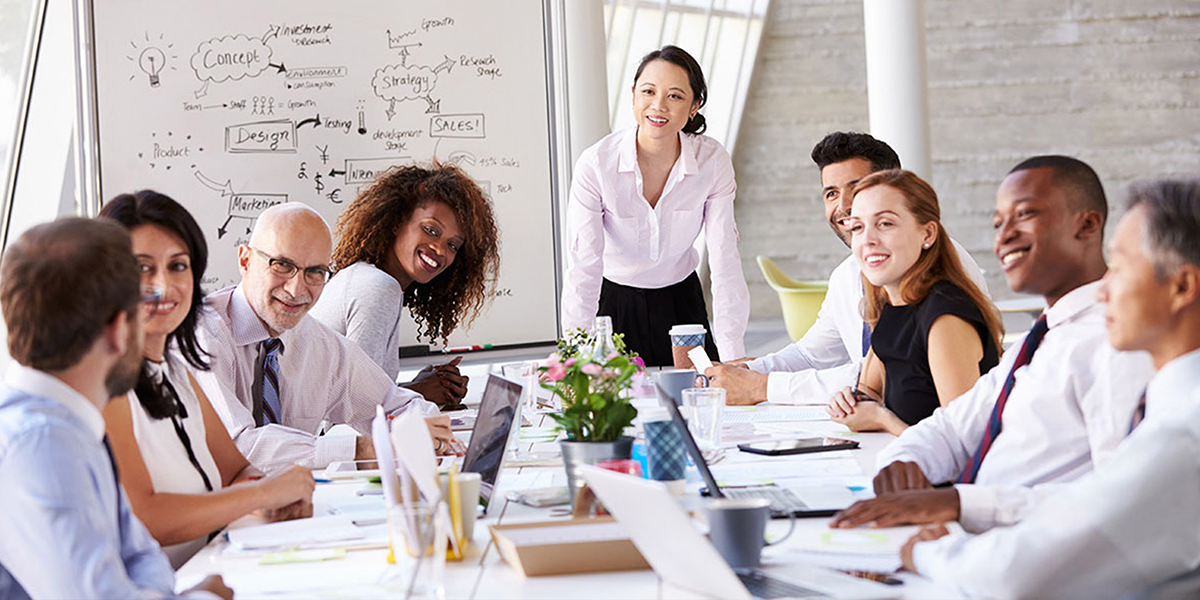 Diverse business team meeting in a conference room