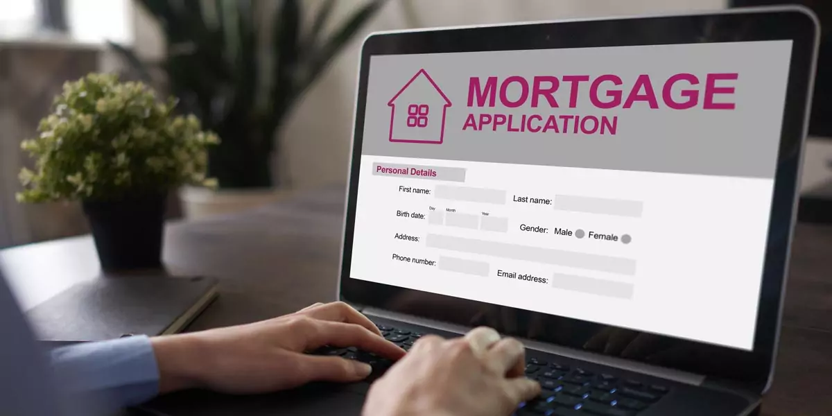Laptop screen displaying a mortgage application form