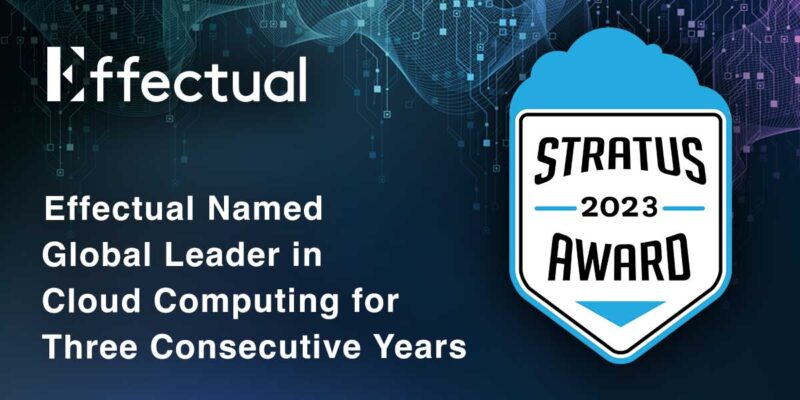 Stratus 2023 Award badge recognizing Effectual as a global cloud computing leader
