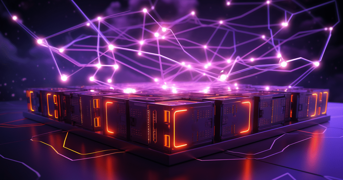 Glowing server cluster illustration representing Kubernetes-powered real-time data infrastructure