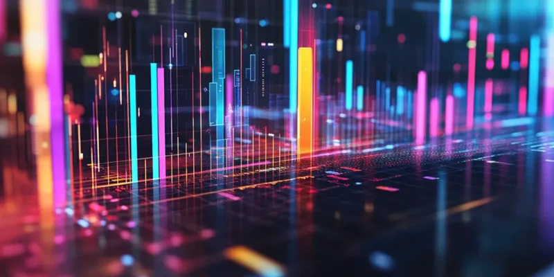 Abstract colorful financial chart and data visualization