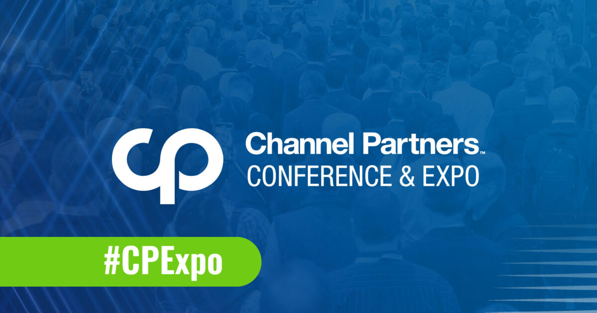 Channel Partners Conference & Expo banner with attendee crowd, #CPExpo