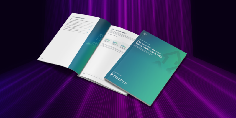 Cover mockup of the AWS eBook "The Next Step for Your Legacy Workloads Is AWS"