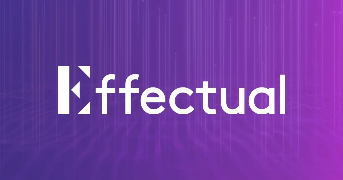 Effectual logo on a purple gradient background