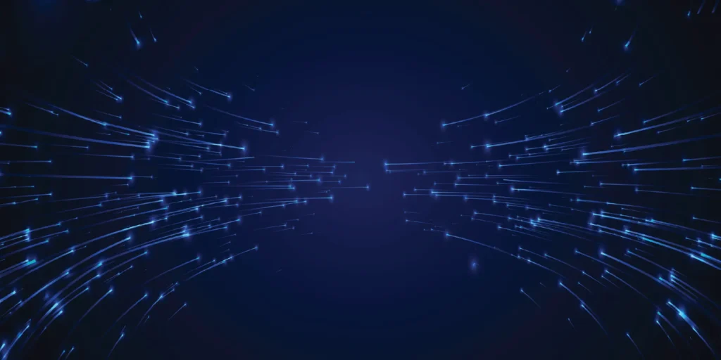 Abstract blue light streaks representing AI call center automation